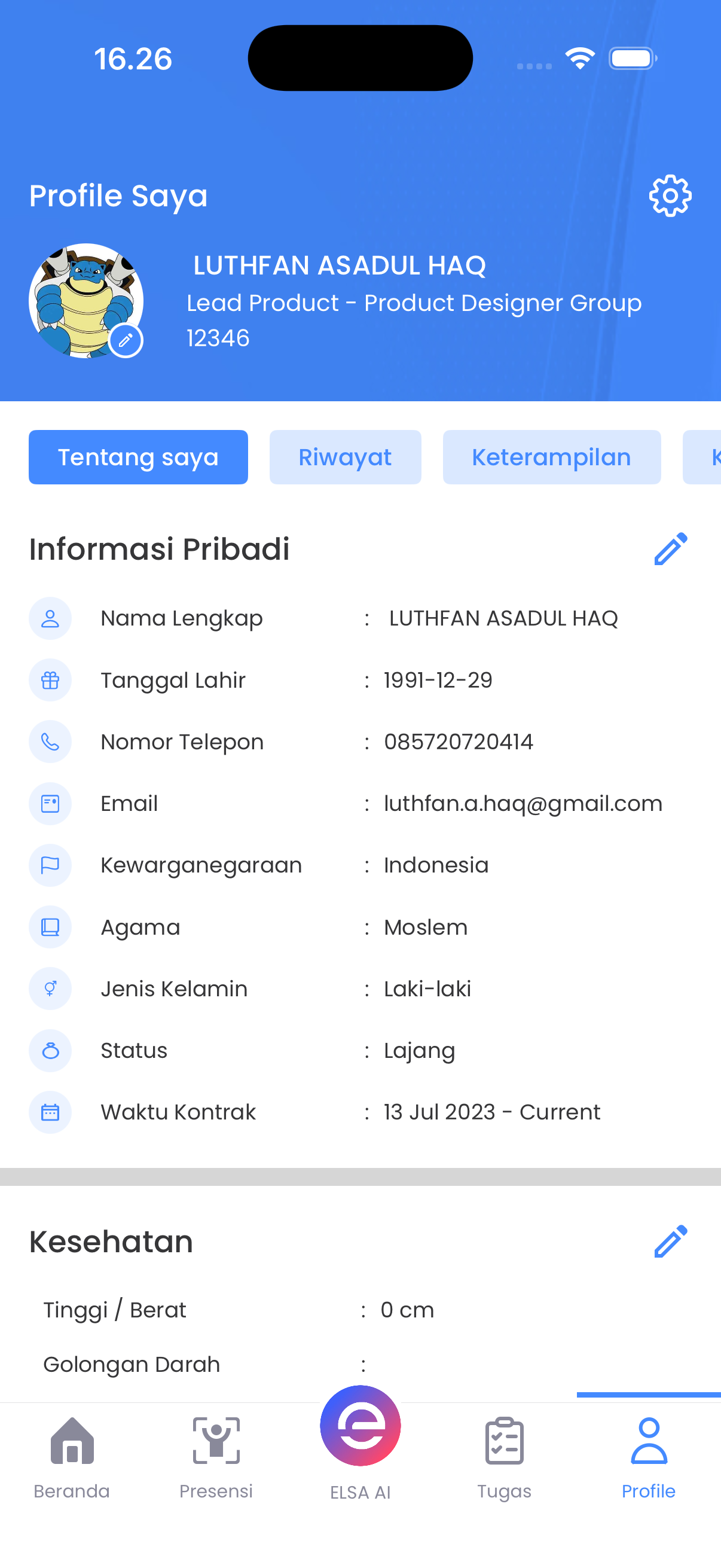 Screenshot Profil Karyawan Epployee.id