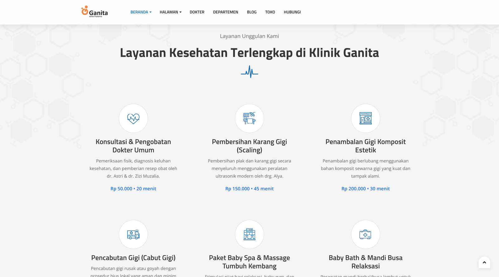 Screenshot Layanan Unggulan Klinik Ganita