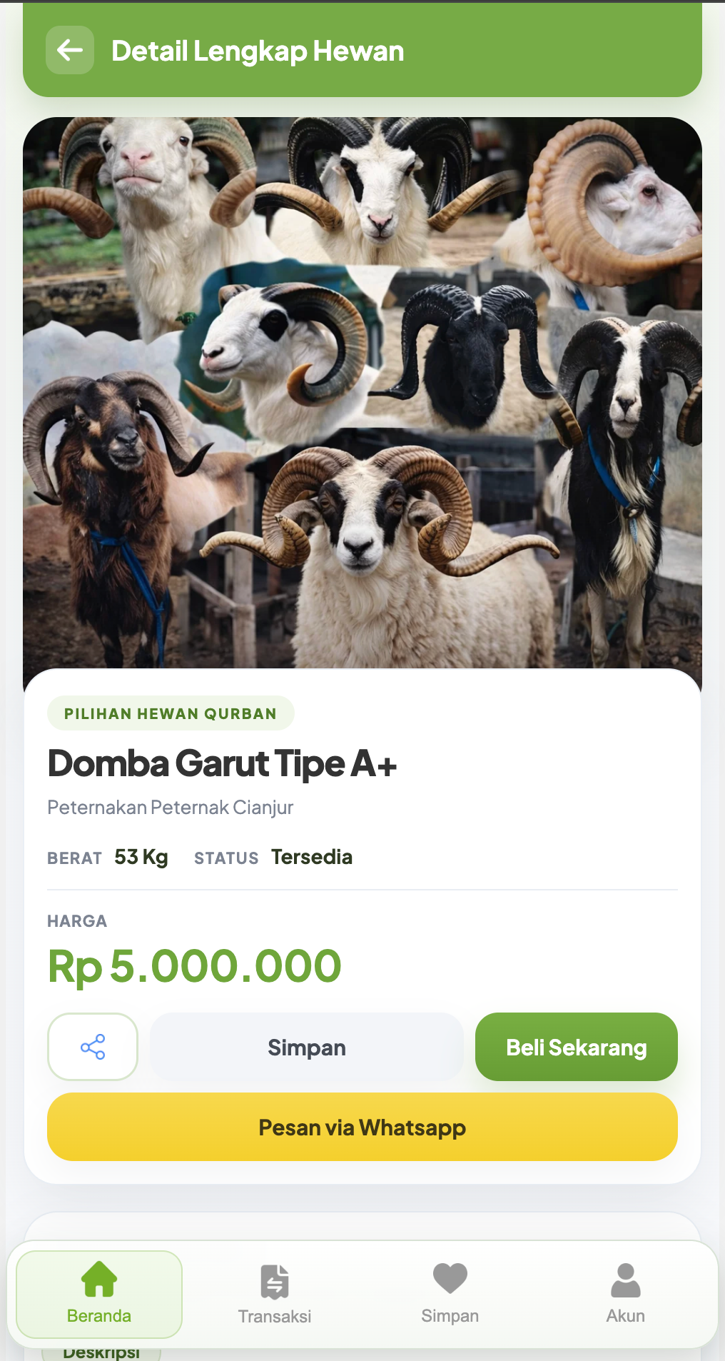 Screenshot Detail Lengkap Hewan Qurbanin.id