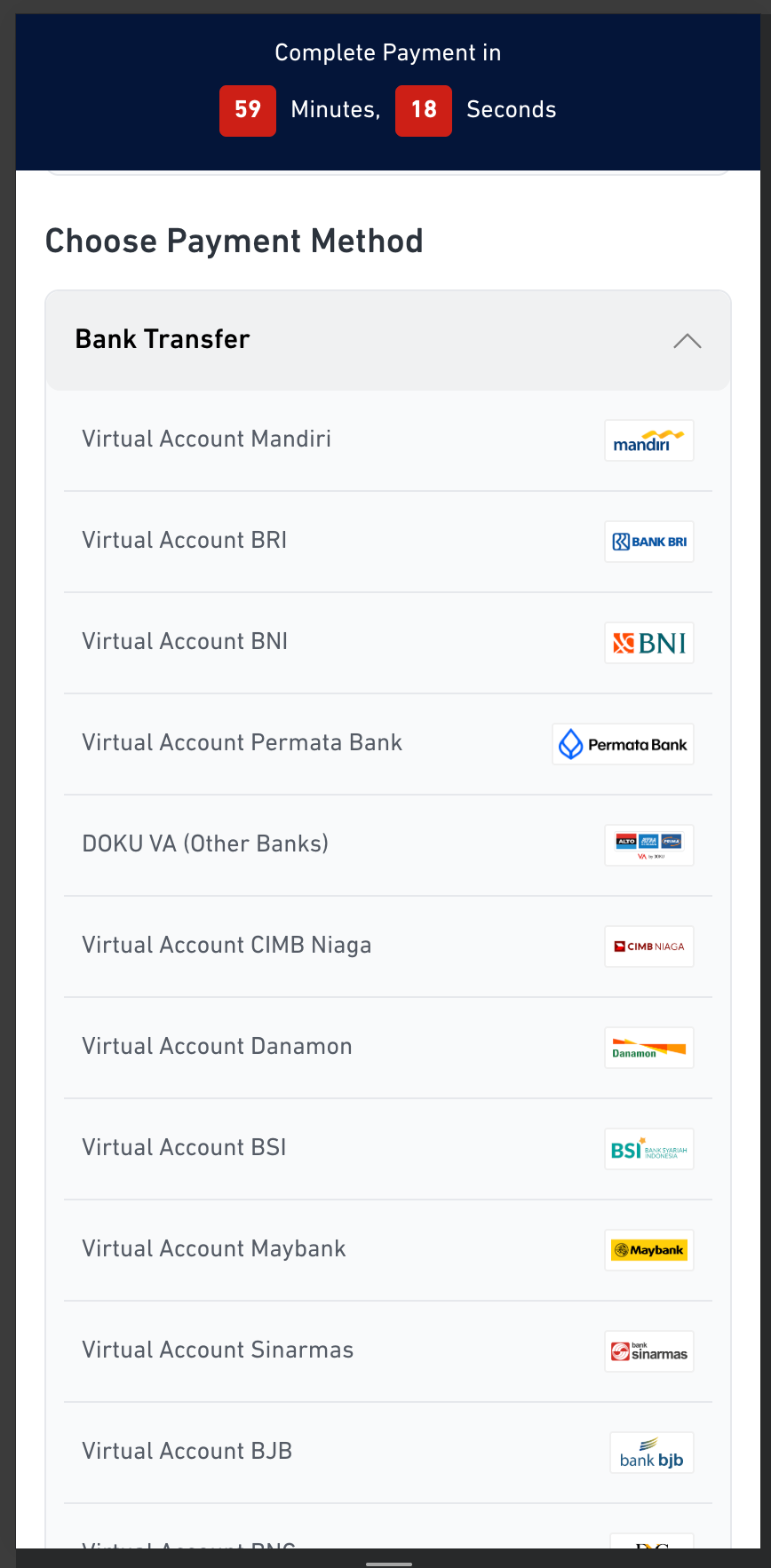 Screenshot Metode Bank Transfer Qurbanin.id